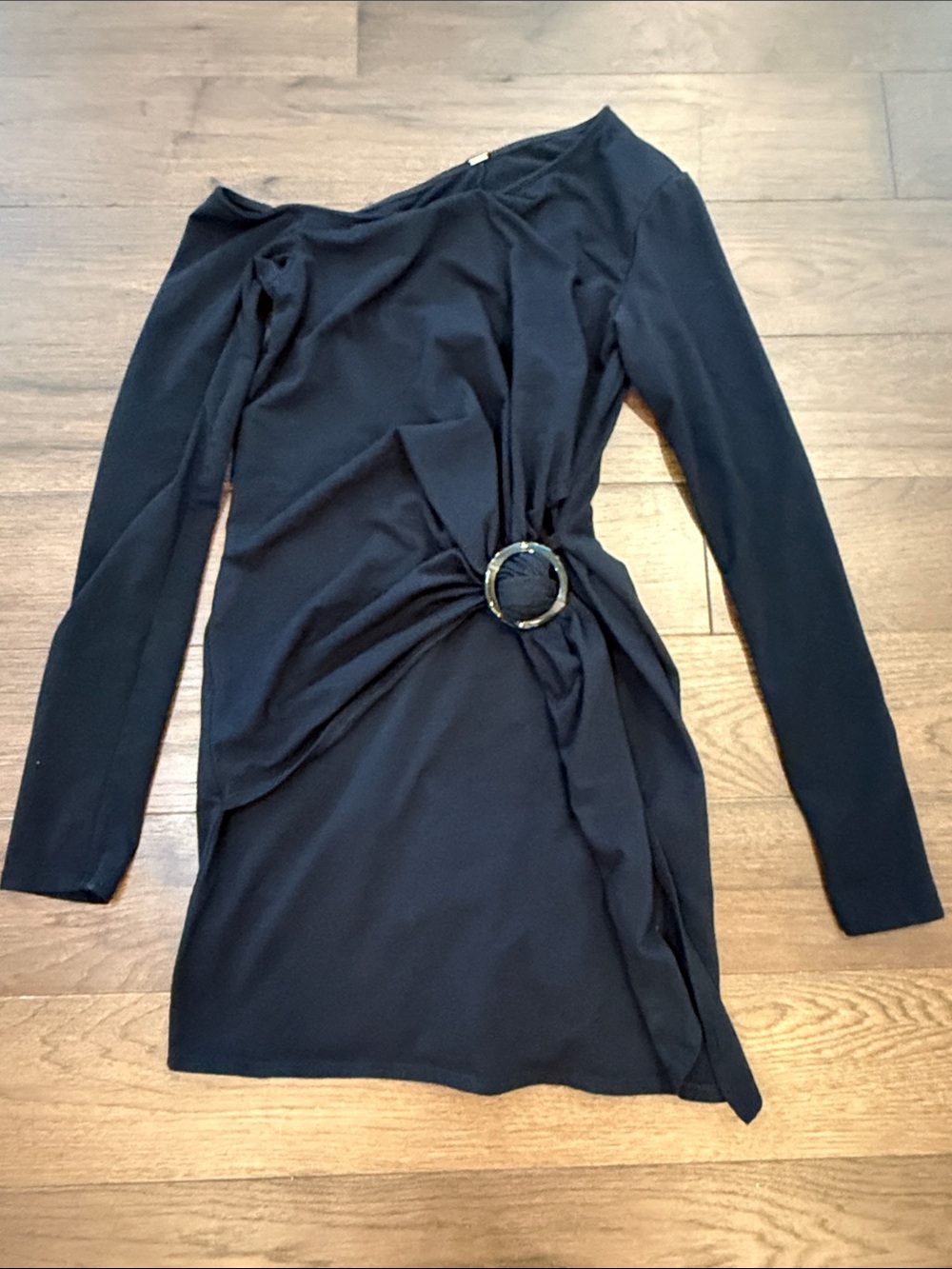 Free People Frankie Off Shoulder Mini Long Sleeve Dress Black Small? - C61-041